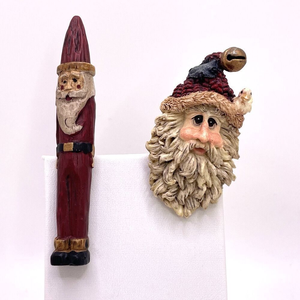 Vintage Christmas Santa Pins Brooch Resin Retired Brooch Boyds Bears Red White